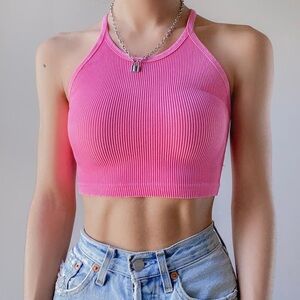 FP Movement by Free People Pink Ribbed Crop Top M-L